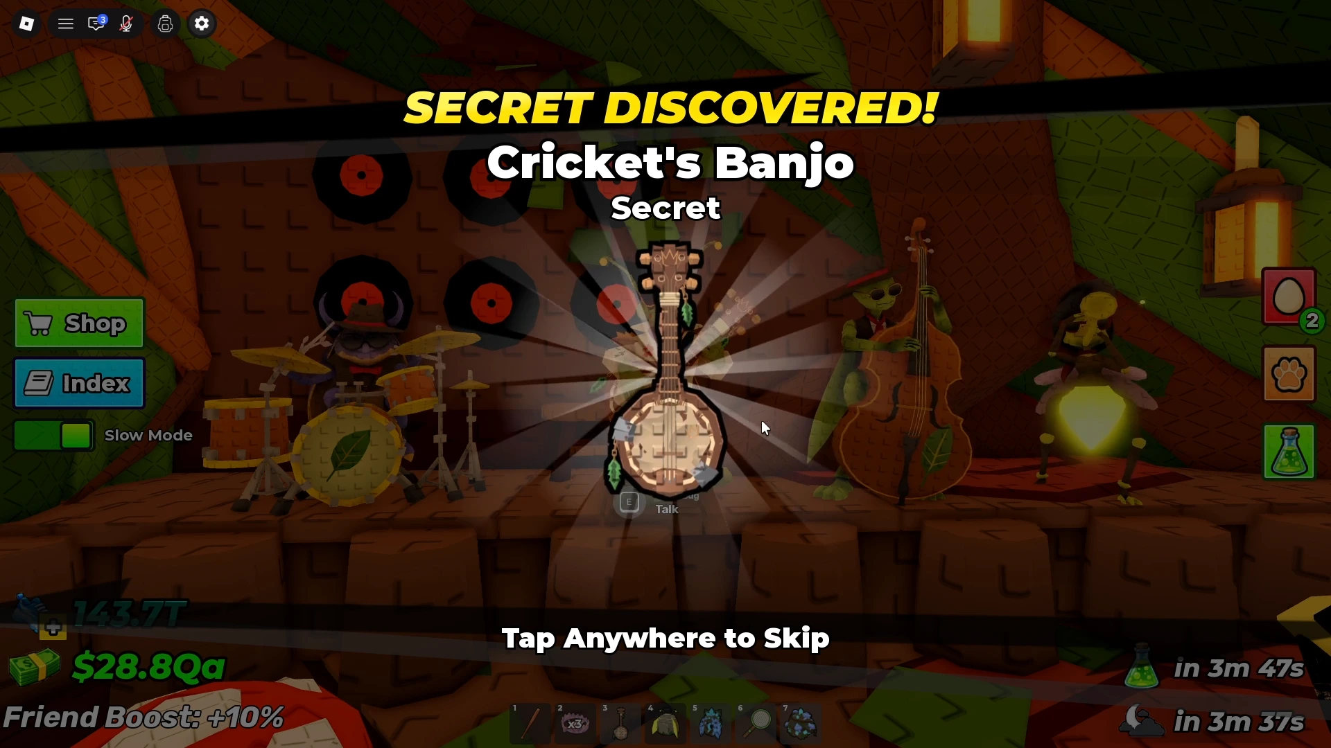 Secret cricket banjo instrument