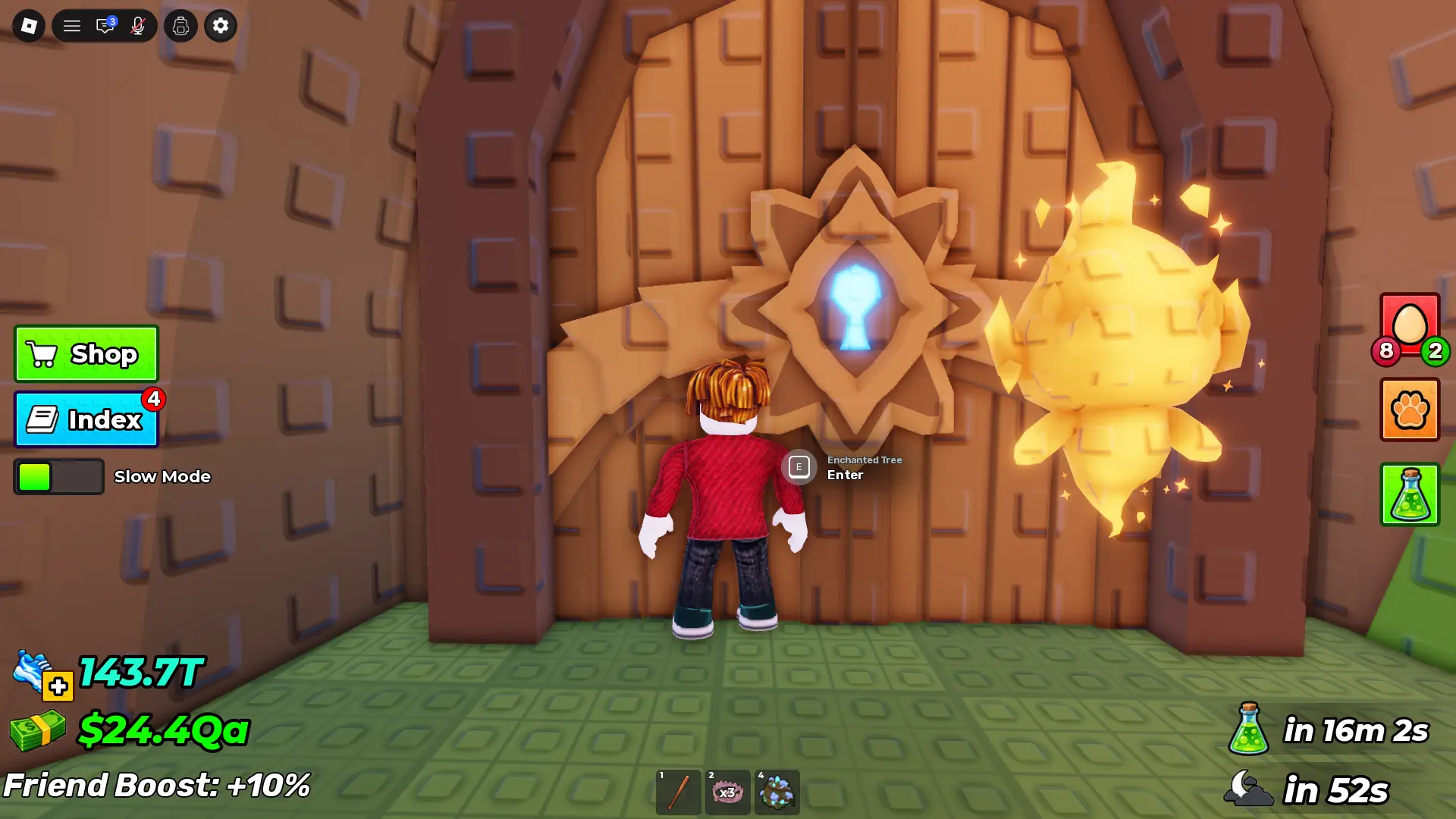 Returning the Wisp to unlock the Enchanted Tree