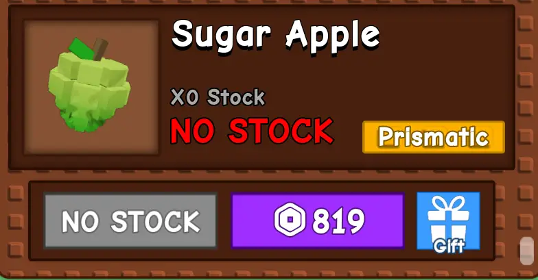 Sugar Apple seed purchase with Robux in Grow a Garden